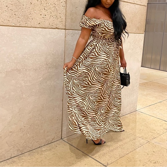 Brown zebra maxi with splits - Picture 2 of 6